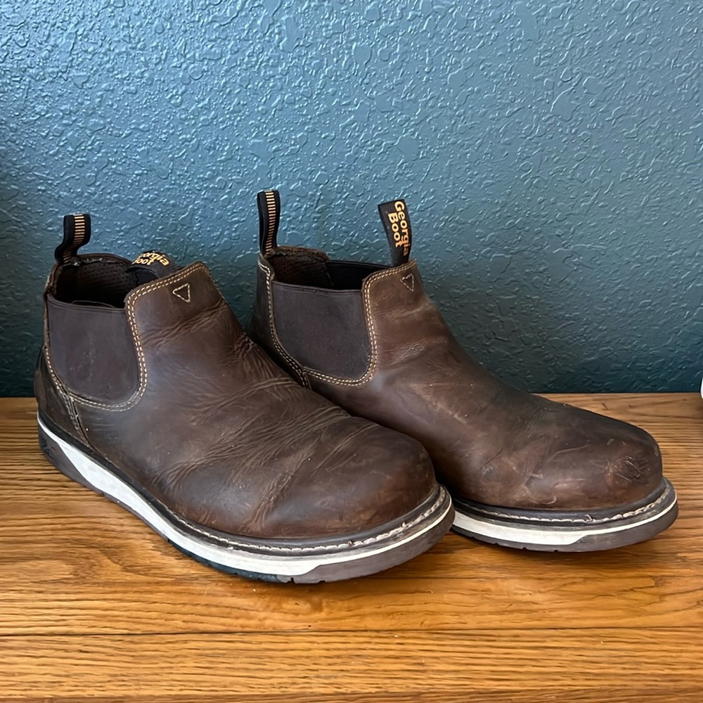 GEORGIA BOOT Men 4" brown AMP LT Wedge Work Romeo Boots 14W